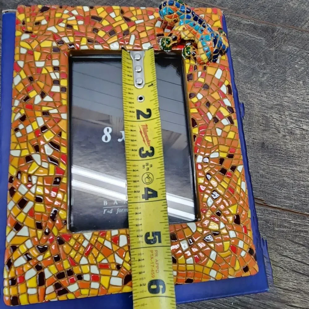Barcino Designs Colorful Mosaic Gecko Lizard Picture Frame 5.75
